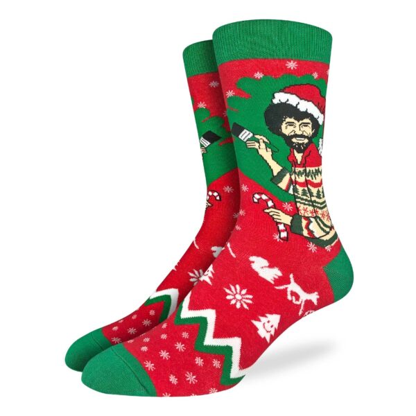 Goodluck Mens Bob Ross Christmas Sock