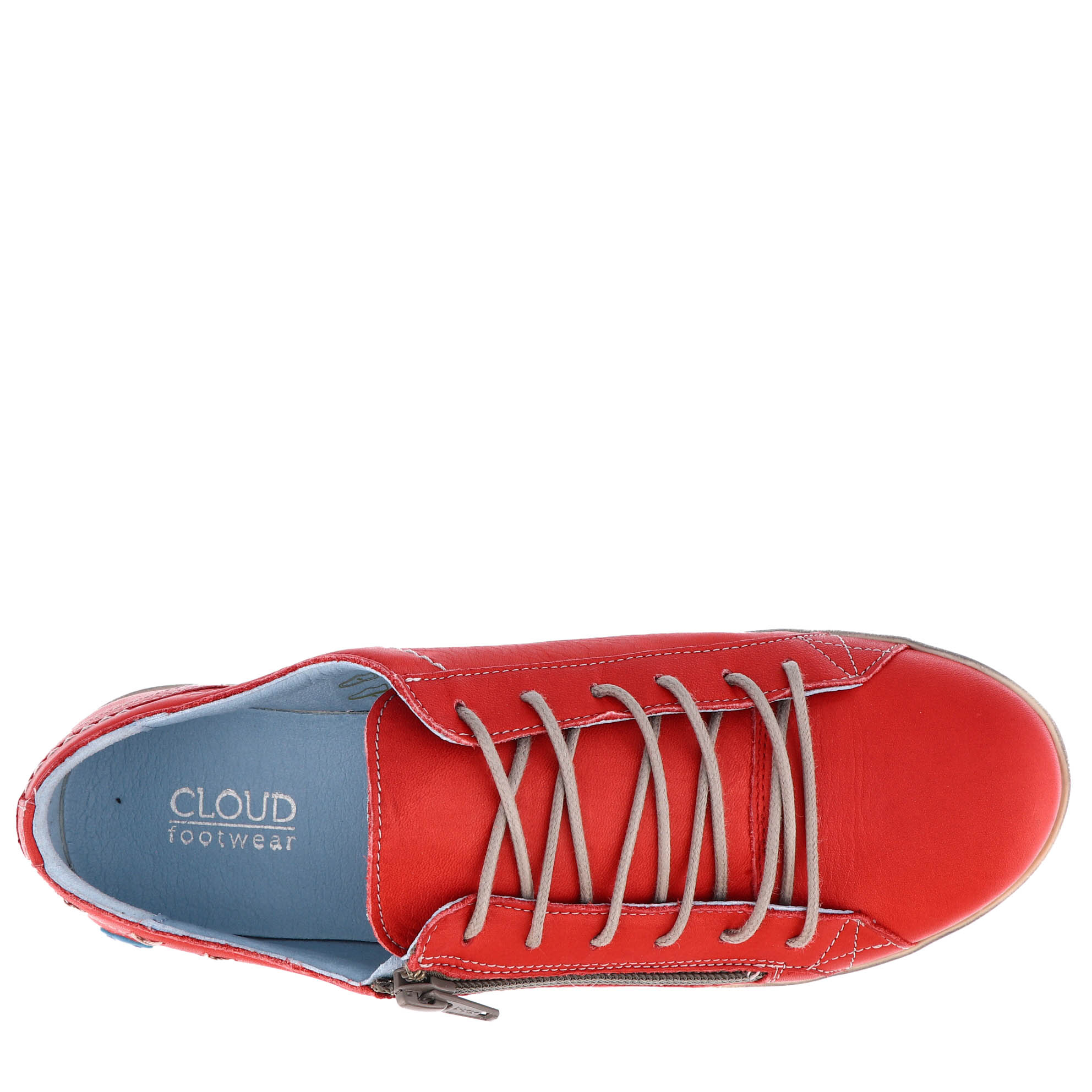 Cloud Aika Lace/Zip Sneaker Brush Red - Kunitz Shoes